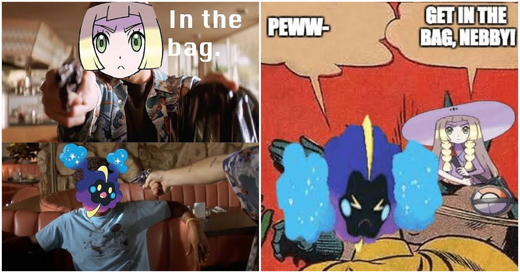 Pokemon 10 Hilarious Nebby Get In The Bag Memes Only True Fans Understand - nebby in a bag roblox roblox meme on meme