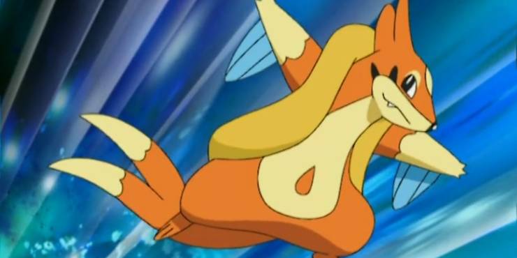 Floatzel faisant une apparition pimpante dans l'anime Pokemon