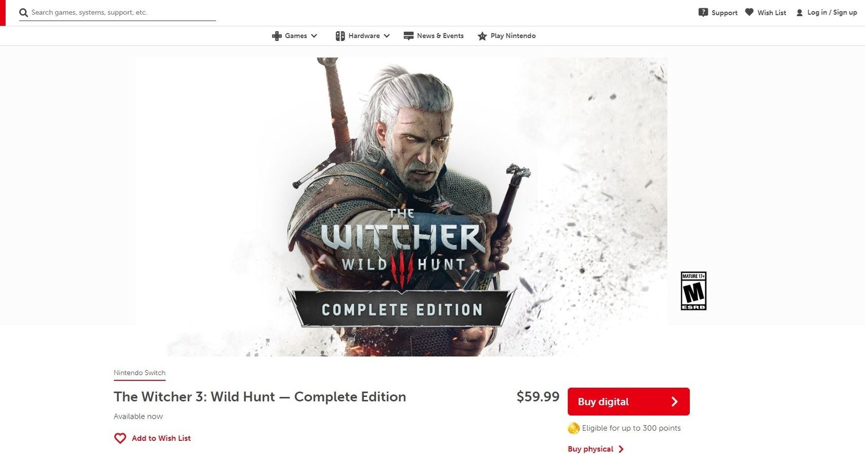 witcher 3 nintendo eshop