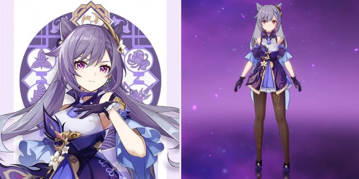 Keqing art card and in game menu image.
