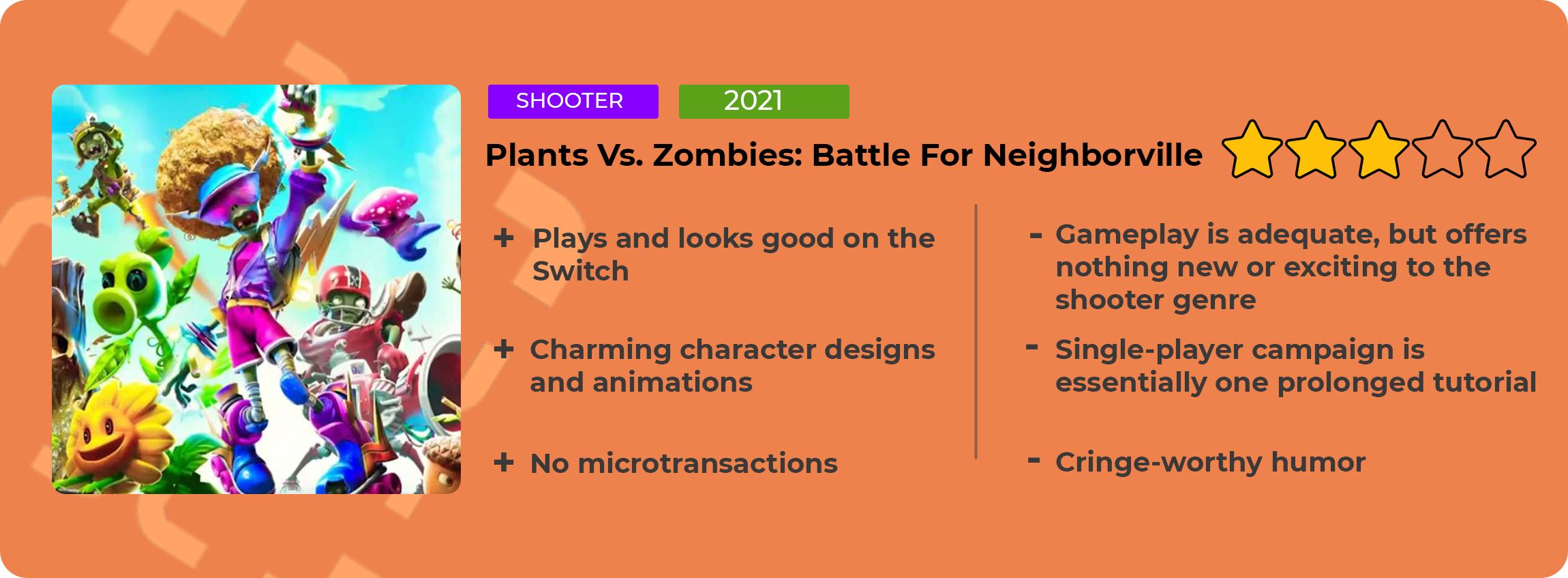 plants vs zombies battle for neighborville review score