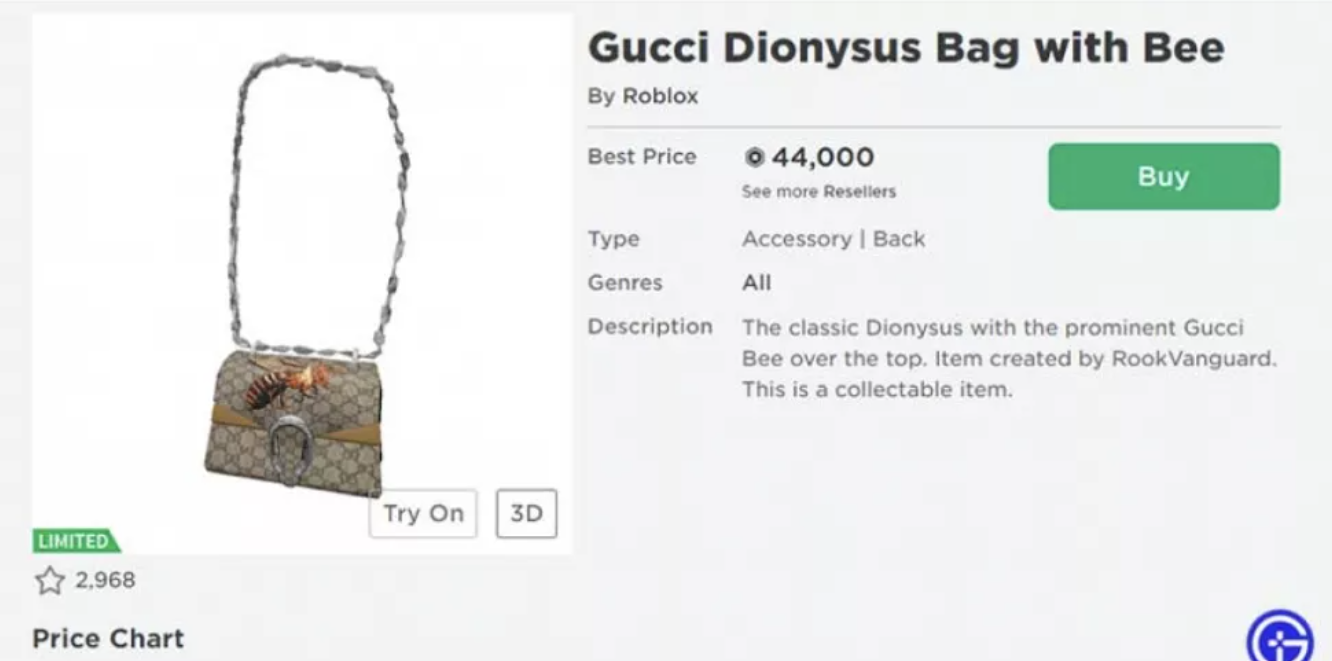 Roblox Player Spent Over 4000 On A Virtual Gucci Bag Studiocgames Com - 1700 robux picture